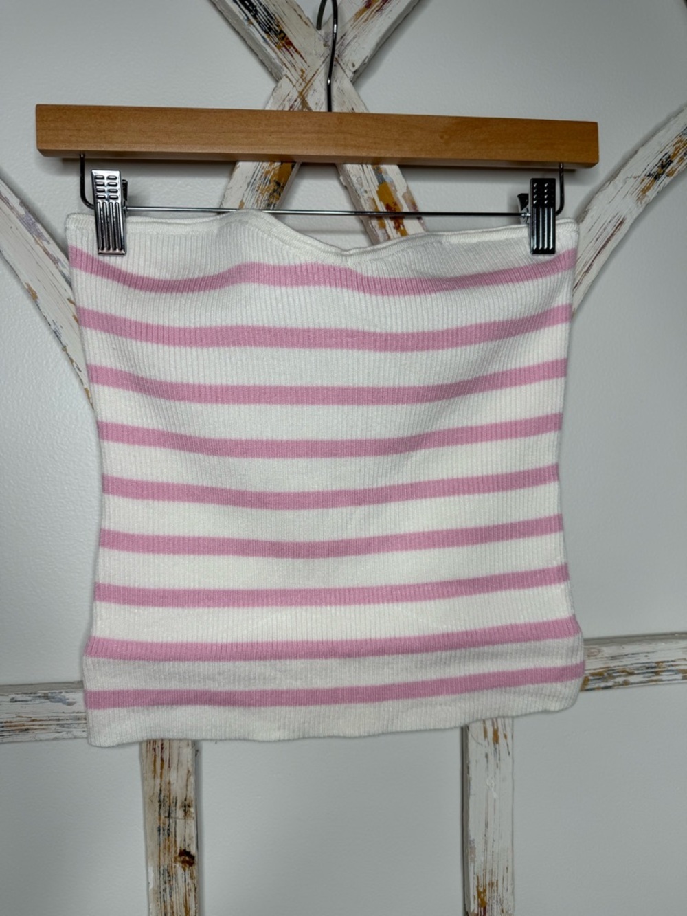 Needii Striped Pink and White Knit Tube Top- Size Medium- NWT